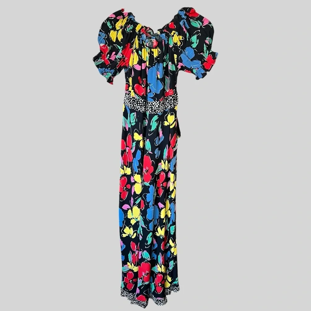 RIXO X Target Black Floral Off the Shoulder Puff Sleeve Maxi Dress. - Picture 2 of 4